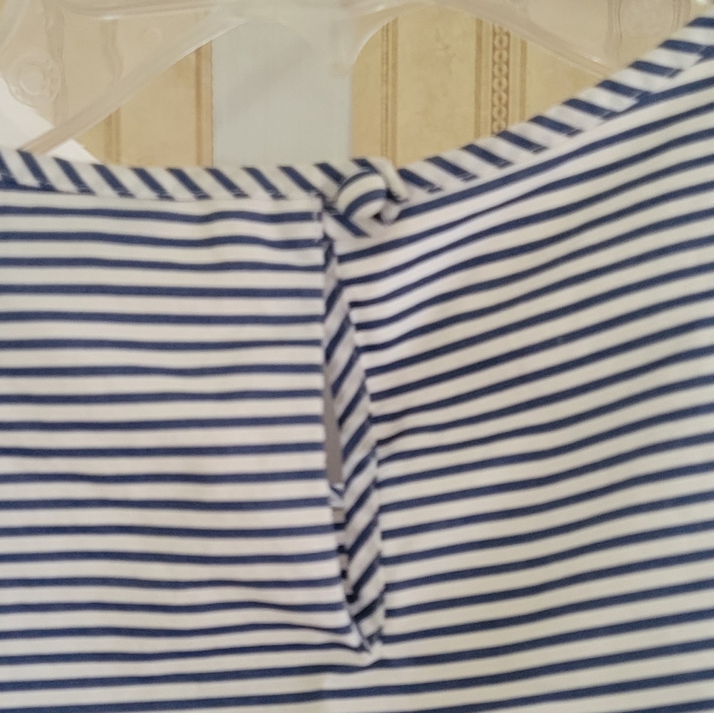 BROOKS BROTHERS Cotton Blue White Striped Peplum Top Size 10P - Picture 4 of 10